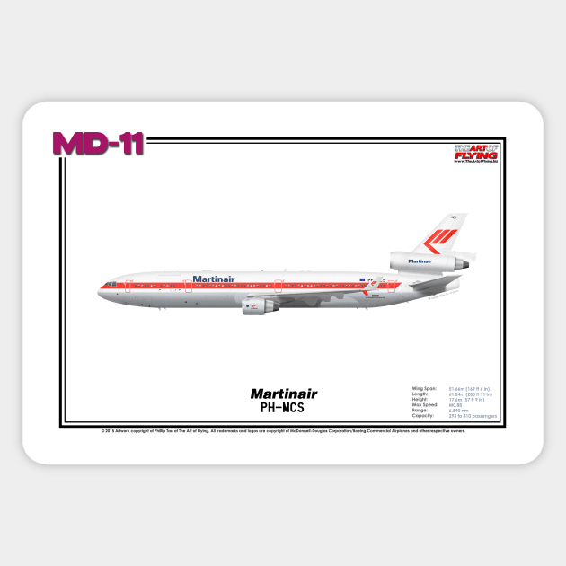 McDonnell Douglas MD-11 - Martinair (Art Print) Sticker by TheArtofFlying